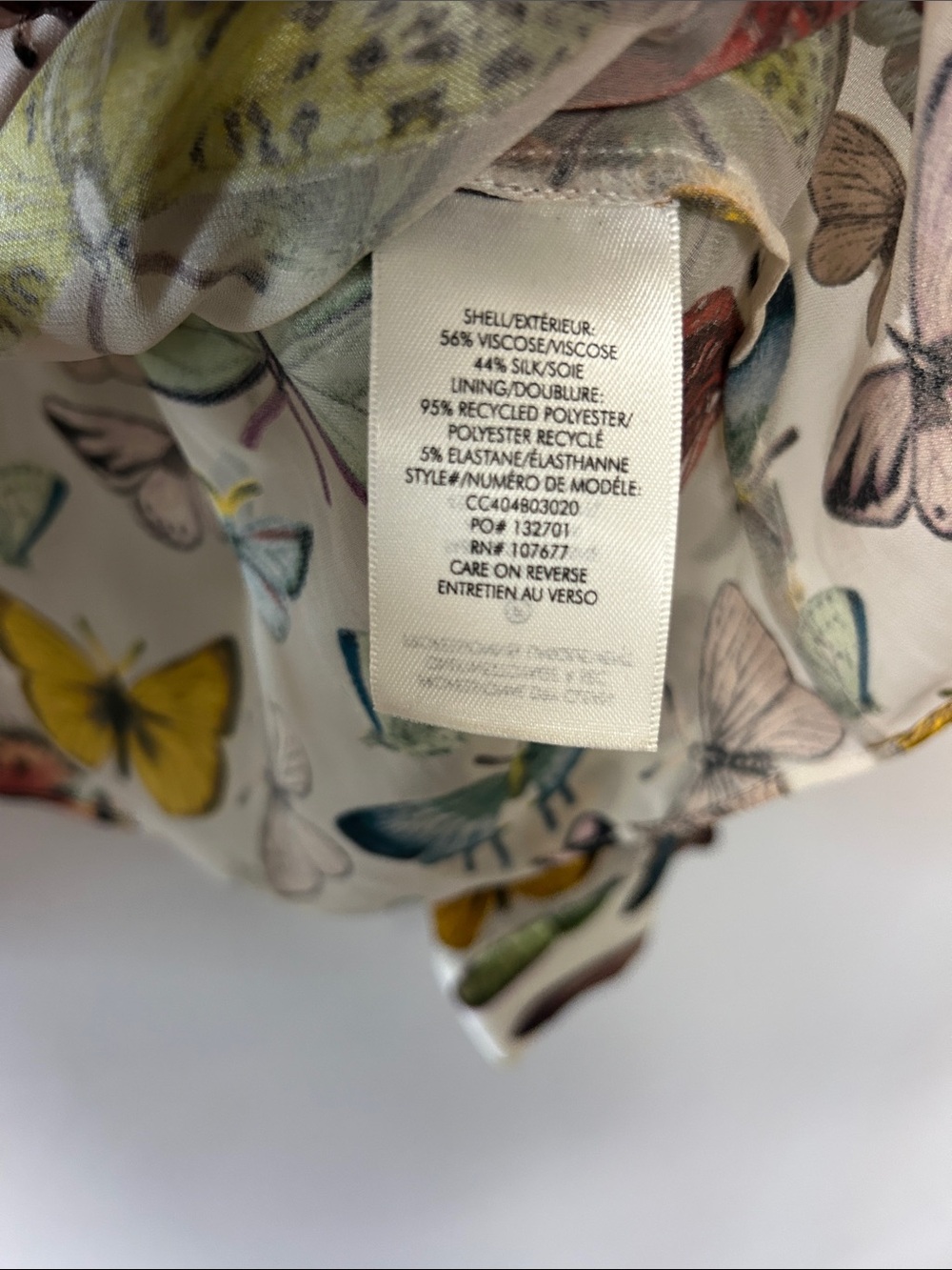 Alice + Olivia Sheer Butterfly-Print Button-Down Blouse - White Multicolor - Picture 7 of 7